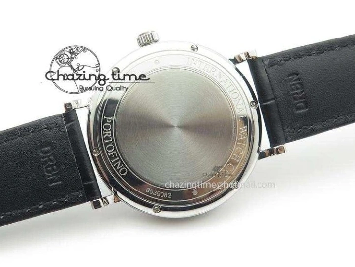 MIROTIME 0511 GoodFit Portofino SCHAFFHAUSEN SS MKF 1:1 V2 Best Edition Black Dial On Black Leather Strap A 7350